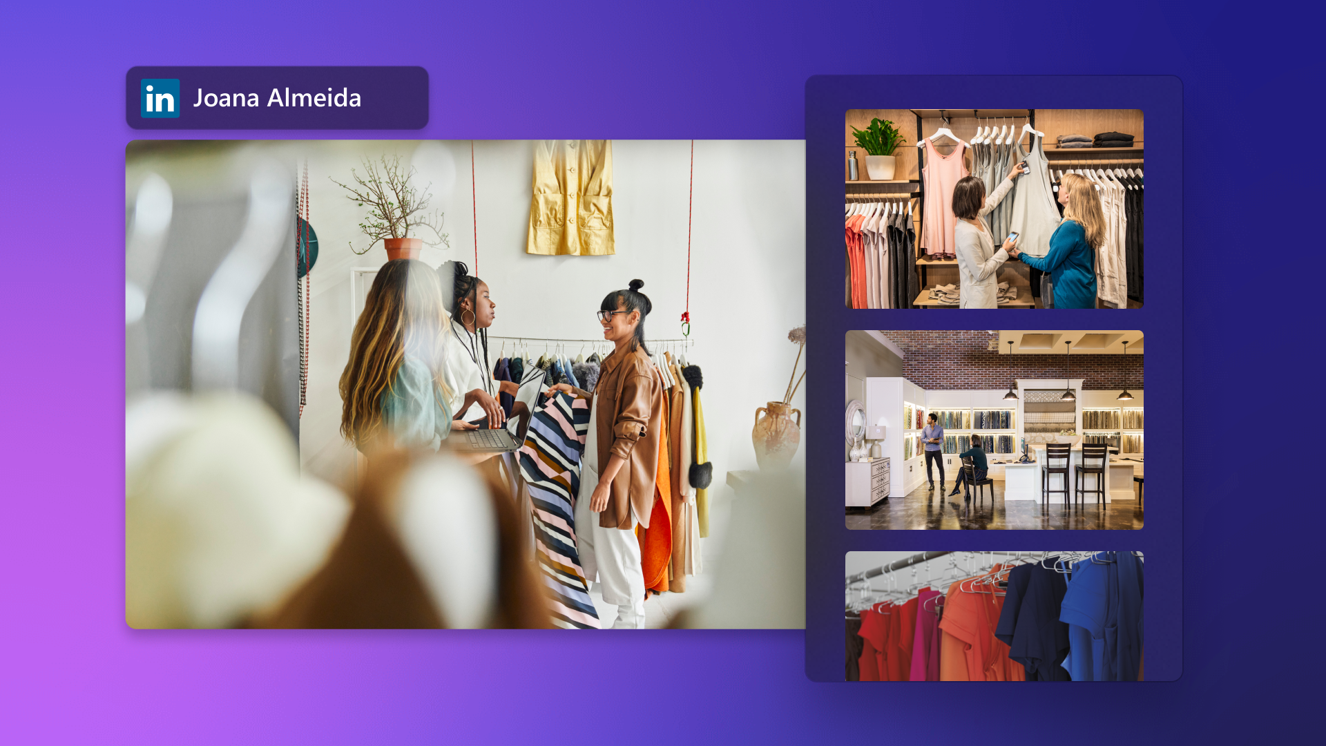 An image representing a video slideshow of a young female clothing business. 
