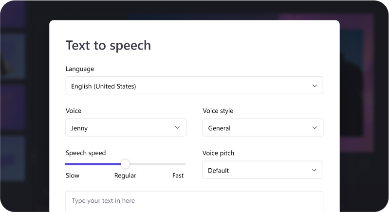 clipchamp ai voiceover text to speech tool